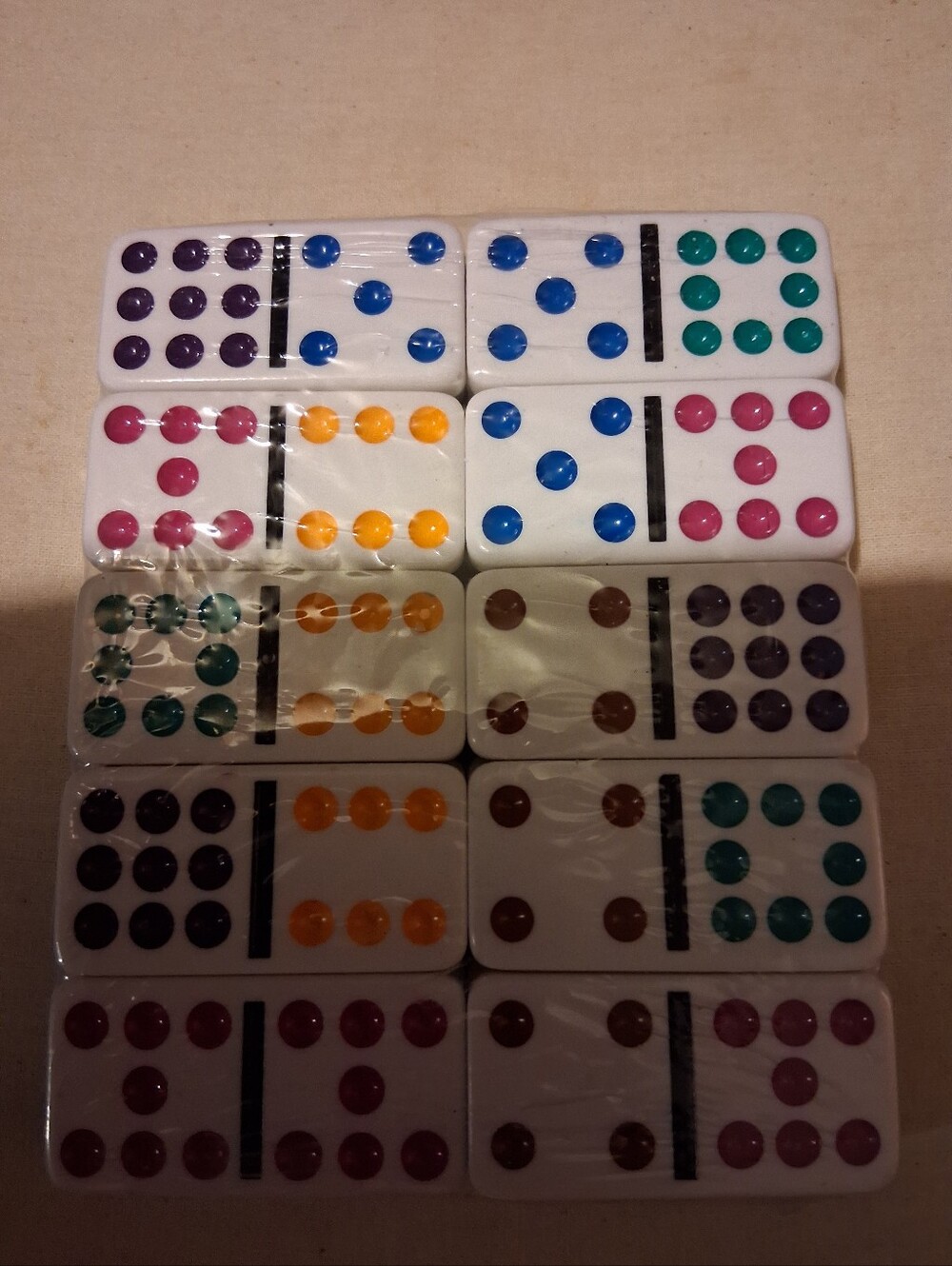 3 PACKS- color-dot domino tiles, gaming piece, Double-Six, Double-Nine, Mexican